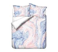 WENYA Marbre 2 Personnes Parure de Lit Art Élégant Noble Rose Bleu Blanc Housse de Couette et Taie d'oreiller Microfibre Fille Femme (Style 4, 240x220 cm)