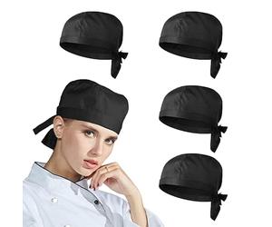 Wenyue 4 PCS Bandana Chef Ajustable Chapeau Cuisine Hommes & Femmes Toque de Chef Cuisine Toque de Cuisinier Japonais Unisexe Chapeau pour Restaurants, Cuisines, Boulangeries, Cafés