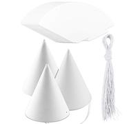 Weoxpr Lot de 40 chapeaux de fête en papier blanc pour anniversaires d'enfants, cônes décoratifs en vrac pour adultes, loisirs créatifs, fournitures d'Halloween