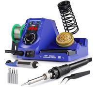 WEP Kit de station de fer à souder 926LED V3 avec fil à souder sans plomb, 5 pointes de soudure, nettoyeur de pointe, pincette, pompe à dessouder avec contrôle de la température, mode veille, fonction