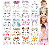 Weploda 20 Pièces Feuilles De Tatouages De Licornes Scintillantes, Etanche Tatouage Ephémère Licorne Fille Kit, Feuilles De Tatouages Temporaires De Licorne à Paillettes Pour Enfants