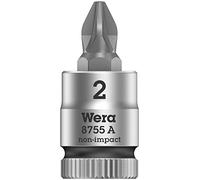 Wera 05003354001 8755 A Douille-Embout Pozidriv Zyklop à emmanchement 1/4", PZ 2 x 28 mm, Noir
