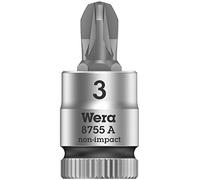 Wera 05003355001 8755 A Douille-Embout Pozidriv Zyklop à emmanchement 1/4", PZ 3 x 28 mm, Noir