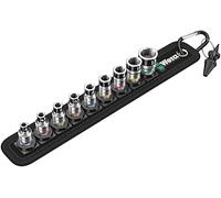 Wera 05003880001 belt 1 Jeu de Douilles à carré Zyklop à emmanchement 1/4" avec fonction de retenue, Noir, Set de 10 pièces