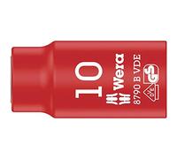 Wera Douille VDE 8790 B 05004954001 - isolée - 6 pans extérieurs 10 mm 3/8 - Rouge