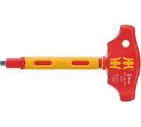 Wera Tournevis adaptateur 410 i VDE A RA - isolé, manche en T, cliquet, 1/4" 130 mm 99/130/49 mm
