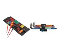 Wera 05006617001 Kraftform Kompakt VDE Big Pack 1, 26 pièces & 950/9 Hex-Plus Multicolour HF 1 Jeu de clés mâles coudées, syst. métrique, BlackLaser, avec fonction de retenue, 9 pièces