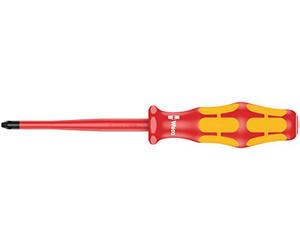 Wera 05020131001 162 iSS Tournevis VDE isolé pour vis cruciformes, avec lame à diamètre réduit, PH 1 x 80 mm, Rouge