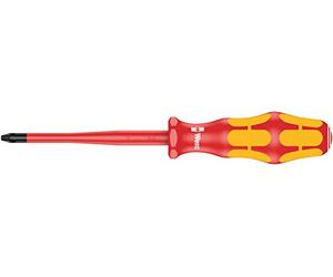 Wera 05020133001 162 iSS Tournevis VDE isolé pour vis cruciformes, avec lame à diamètre réduit, PH 2 x 100 mm, Rouge
