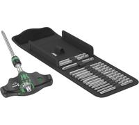 Wera 05057473001 Kraftform Kompakt 400 RA Imperial Set 1, Porte-embouts à poignée en T avec fonction cliquet et jeu d'embouts, 17 pièces Noir-vert