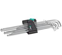 Wera 05073594001 950 PKLS/9 SM SB Jeu de clés mâles coudées, system. métrique, chromées, 9 pièces, Argent