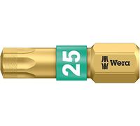 Wera Embout Torx T25 05134377001 – Acier à outils allié, revêtement diamanté, 25 mm, or/vert