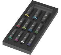 Wera 05150115001 Insert en mousse 9725 Zyklop C, 1/2", jeu de douilles Impaktor Deep 1, 11 pièces