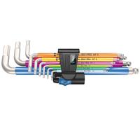 Wera 3950/9 Hex-Plus Multicolour HF Stainless 1 6 pans intérieurs Jeu de clés mâles coudées 9 pièces