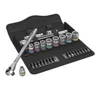 Wera 8100 SB 10 Jeu cliquet Zyklop Metal avec carré mâle traversant, à emmanchement 3/8"", syst. impérial, 29 pièces - 05004050001