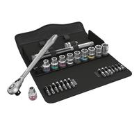 Wera 05004081001 8100 SC 11 Jeu cliquet Zyklop Metal avec levier d‘inversion, à carré 1/2“, système impérial, 28 pièces