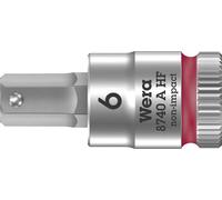 Wera 8740 A HF Douille-embout Zyklop pour vis à six pans creux, à emmanchement 1/4" avec fonction de retenue, 6 x 28 mm Quantité:1
