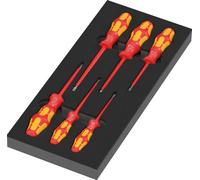 Wera 97111 : Insert en mousse pour tournevis, série Kraftform 100 VDE, coffret de 2 pièces avec 7 outils.