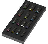 Wera 9728 Zyklop B Coffret Douilles à Chocs 3/8" 6 Pans 15 pcs Insert Mousse