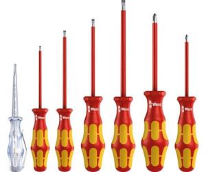 Wera - Jeu de 7 tournevis à fente et à molette avec pointe laser pour tester la tension électrique