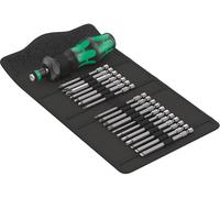 Wera Kompakt Turbo Imperial 1 05057483001 Jeu dembouts 19 pièces 1/4 (6.3 mm) avec tournevis porte-embout, avec adaptateur couple, mandrin à serrage rapide,
