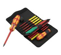 Wera Jeu de tournevis Kraftform VDE 17 RA – 17 pièces Phillips, fente, Pozidriv, TORX, Robertson