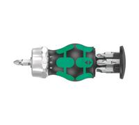 Wera WERA Tournevis porte-embouts à magasin avec embouts 1/4 pouce avec cliquet et aimant, Carré / plaquette : 3 Quantité:1