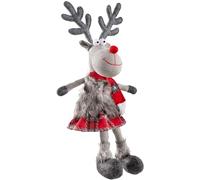 WeRChristmas Figurine de Renne Fille Assise avec Jambes Souples, Multicolore, 42 cm