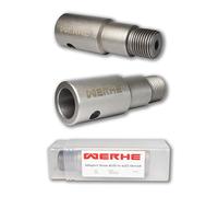 WERHE Adaptateur pour Tarière Vers M22, Pour Trépan, Béton, Maçonnerie | acier allié, emmanchement intérieur 20 mm, avec foret de centrage et boulon de sécurité, résistant à la corrosion