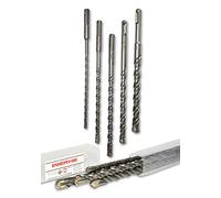 WERHE Jeu de Forets pour Perforateur SDS Plus, Foret à Béton 6-14 mm | longueur de travail env. 150 mm, pointe carbure, avec boîte en plastique, adapté pour perforateur et perceuse à percussion