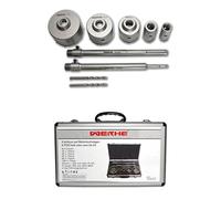 WERHE Kit Scie Cloche Béton 9 Pièces, Trépan Ø 30 100 mm, SDS Plus/max | coffret de transport, 2 rallonges chacune 300 mm, acier allié, pour maçonnerie, brique, béton, avec 2 foret de centrage