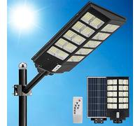 WERISE 1000W Lampadaire Solaire Exterieur avec Detecteur de Mouvement, 6500K 800 LED Lampe Solaire avec Telecommande, IP65 Étanche Projecteur Solaire Puissant pour Jardin Rue Garage