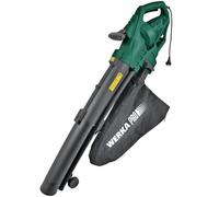 WERKA PRO Aspirateur Souffleur Broyeur de Feuilles 3000W - 3 en 1 Filaire - Sac de Récupération 35L - Sangles Incluses - Vert