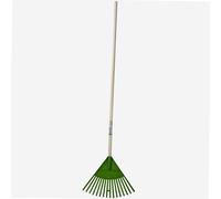 WERKA PRO Balai à Feuilles 16 Dents 120 cm 35,5 x 27 cm Vert | Polypropylène, bois, usage jardin et extérieur, longueur totale 1,42 m, nettoyer espaces verts et extérieurs, vert