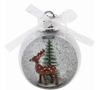 WERKA PRO Boule à Neige de Renne Lumineuse - LED Blanc Chaud - Pailletée Orange - 8 x 6 x 9,6 cm - Suspension Facile avec Ficelle Argentée - Fonctionne à Piles - Usage Intérieur