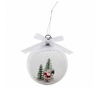 WERKA PRO Boule Papa Noël Lumineuse - LED Blanc Chaud - Blanc Pailleté - 10 x 8 x 12 cm - Ruban de Suspension Inclus - Fonctionne à Piles - Usage Intérieur