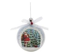 WERKA PRO Boule Papa Noël Luxe - LED Blanc Chaud - Ø 12 x 5,1 x 12 cm - pour Sapin de Noël - Ruban et Ficelle Inclus - Fonctionne avec Piles - Décoration Intérieure