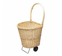 WERKA PRO Chariot à Bûches en Osier Ergonomique 47 x 45 cm 97 cm Naturel | Bois, usage intérieur et maison, poignée de transport ergonomique, 2 roulettes robustes, hauteur totale 97 cm