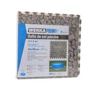 WERKA PRO Dalle Piscine Imprimé Galet Épaisseur 1 cm 50 x 50 cm | Installation facile, usage piscine et extérieur, lot de 8, surface lisse réduisant risques, accessoire piscine hors sol