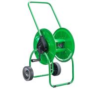 WERKA PRO, Dévidoir sur Roues Métal Pratique et Résistant aux Intempéries pour Jardin, Capacité de 40m de Tuyau avec Raccords Automatiques, Design Élégant, Taille 40m, Couleur Métal