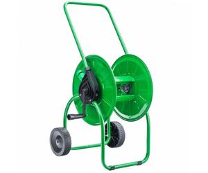 WERKA PRO, Dévidoir sur Roues Métal Pratique et Résistant aux Intempéries pour Jardin, Capacité de 40m de Tuyau avec Raccords Automatiques, Design Élégant, Taille 40m, Couleur Métal