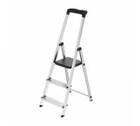 WERKA PRO Escabeau Aluminium 3 Marches - Hauteur 115 cm - Plateforme en Acier Peint - Charge Maximale 150 kg - Léger et Pliable - Pour les Travaux Domestiques et Professionnels
