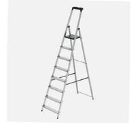 WERKA PRO Escabeau Aluminium 8 Marches - Hauteur Maximale 222,9 cm - Plateforme en Acier Peint - Charge 150 kg - Léger et Pliable - Pour les Travaux Domestiques et Professionnels