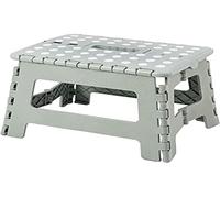 WERKA PRO Marchepied Pliable 21cm PVC - Surface Anti-Dérapante - Capacité 120 kg - Gris - Compact et Pratique pour Atteindre Placards Hauts - Dimensions du Plateau 21,5 x 28,5 cm
