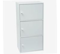 WERKA PRO Meuble à Portes Panneaux de Bois MDF 80 x 40 x 29 cm Blanc | Robuste, durable, usage intérieur, 3 portes, kit avec plan de montage, pour salle de bain, couloir