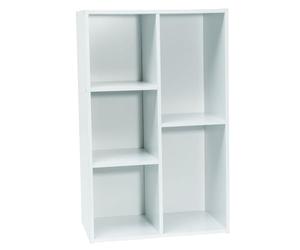 WERKA PRO Meuble Bas Blanc 5 Niches - Panneaux de Bois MDF - 80 x 50 x 29 cm - Livré en Kit avec Plan de Montage - pour Salle de Bain, Chambre ou Dressing - Compact et Élégant