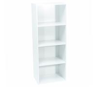 WERKA PRO Meuble de Rangement Panneaux de Bois MDF 106 x 40 x 29 cm Blanc | Robuste, durable, usage intérieur, 4 niches, kit avec plan de montage, pour salon, bureau ou chambre