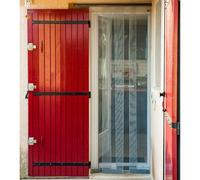 WERKA PRO Moustiquaire Rideau de Porte 100 x 220 cm Gris - 4 Pans Lestés pour Tension Optimale - Tulle Fibre de Verre - Rail Aluminium Durable - Installation Facile