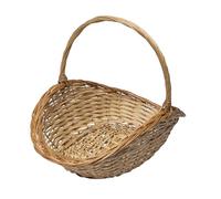 WERKA PRO Panier à Bûches en Osier Naturel - Forme Ovale avec Poignée Ergonomique - Dimensions 58 x 38 x H. 9/21 cm - Élégant et Pratique pour Salon ou Poêle à Bois