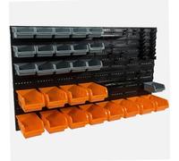 WERKA PRO Panneaux Muraux 29 Bacs à Bec Rangement Atelier PVC 96 x 54 cm | PVC, usage atelier, 13 supports et 29 bacs, dimensions totales 96 x 54 cm, organisation efficace